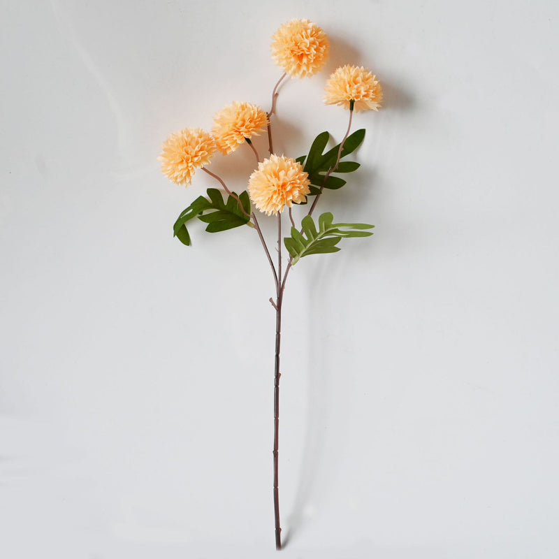 Artificial Chrysanthemum Bush, 20" Tall, Silk Flowers for Wedding Aisle Decor, Home Arrangements, 5 Blooms