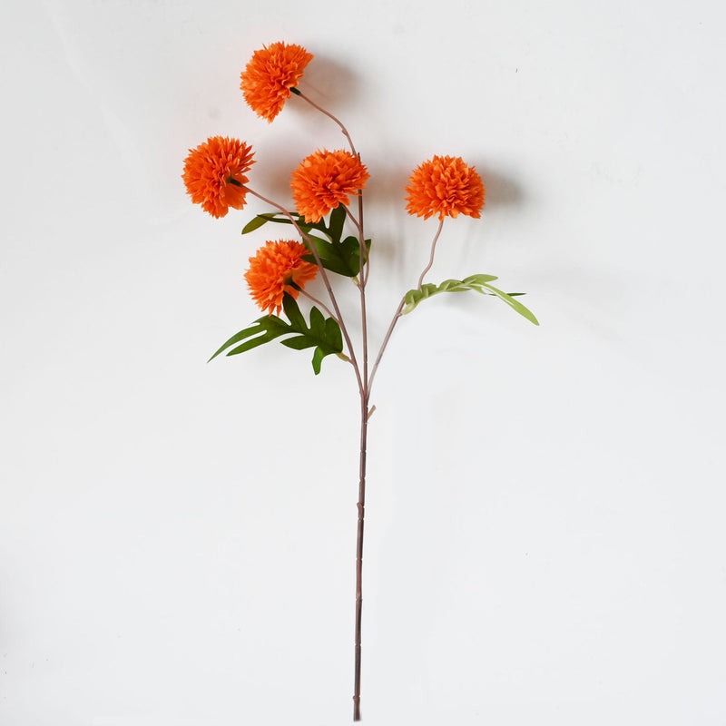 Artificial Chrysanthemum Bush, 20" Tall, Silk Flowers for Wedding Aisle Decor, Home Arrangements, 5 Blooms