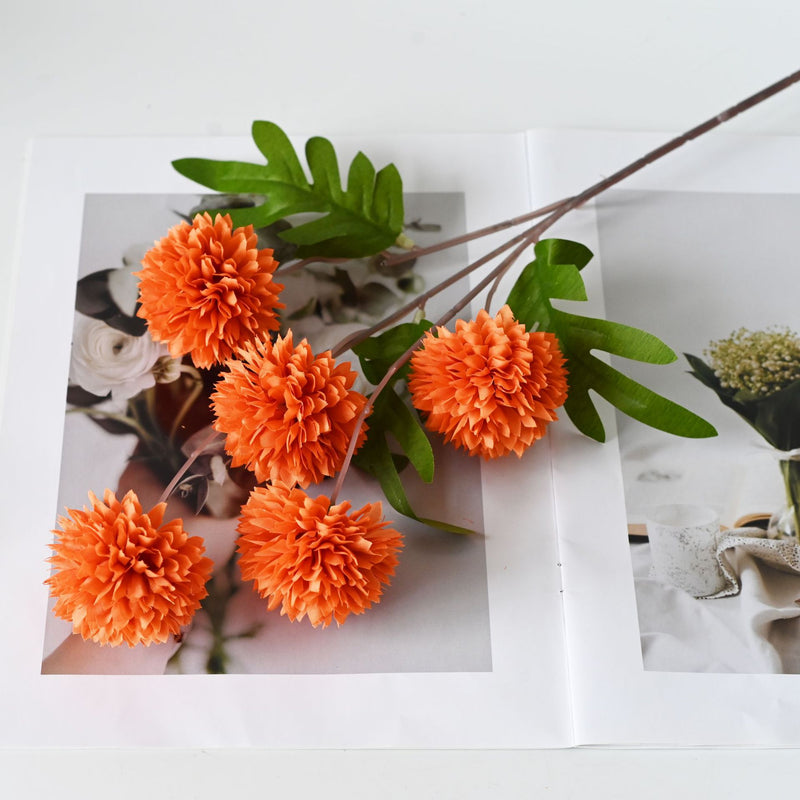 Artificial Chrysanthemum Bush, 20" Tall, Silk Flowers for Wedding Aisle Decor, Home Arrangements, 5 Blooms