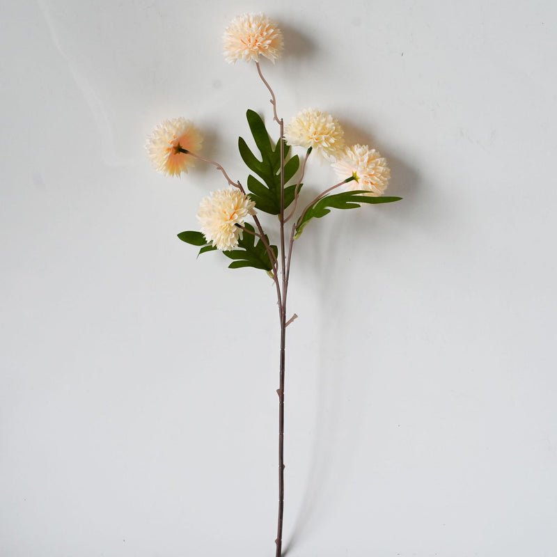 Artificial Chrysanthemum Bush, 20" Tall, Silk Flowers for Wedding Aisle Decor, Home Arrangements, 5 Blooms