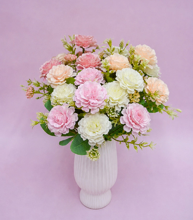 Artificial Peony Bush, 13" Tall, 7 Blooms, Wedding Bouquet, Home Decor, Indoor Arrangement