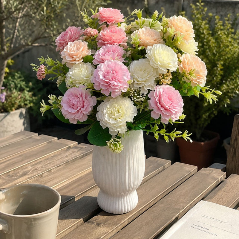 Artificial Peony Bush, 13" Tall, 7 Blooms, Wedding Bouquet, Home Decor, Indoor Arrangement
