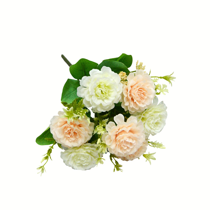 Artificial Peony Bush, 13" Tall, 7 Blooms, Wedding Bouquet, Home Decor, Indoor Arrangement