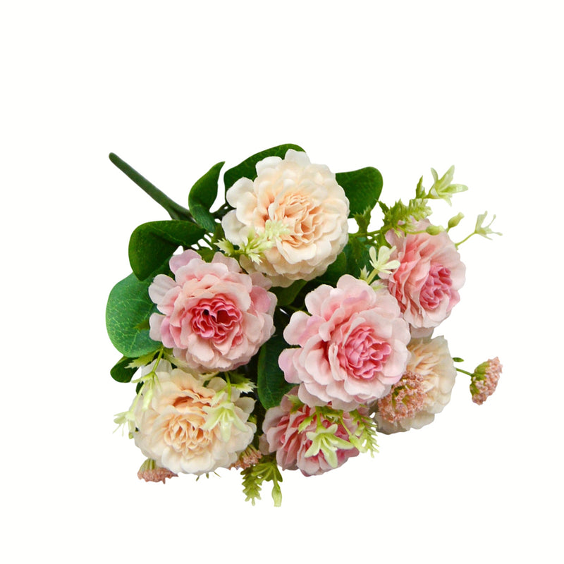 Artificial Peony Bush, 13" Tall, 7 Blooms, Wedding Bouquet, Home Decor, Indoor Arrangement