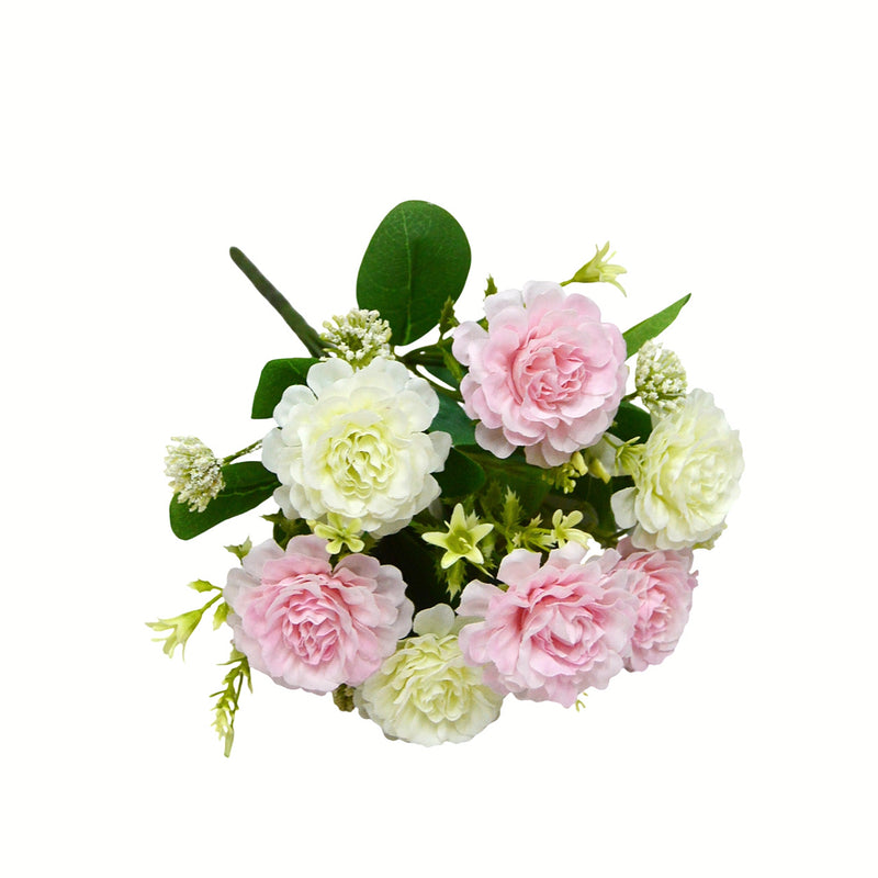 Artificial Peony Bush, 13" Tall, 7 Blooms, Wedding Bouquet, Home Decor, Indoor Arrangement