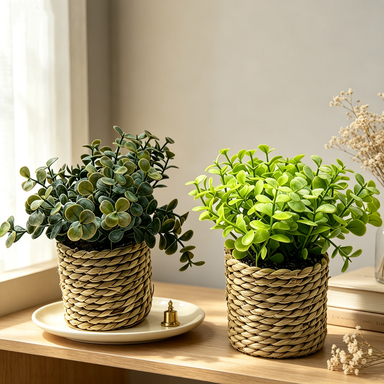 Realistic Artificial Plant Potted Filler, 6" Tall, Mixed Material, Perfect for Home, Office & Event Decor