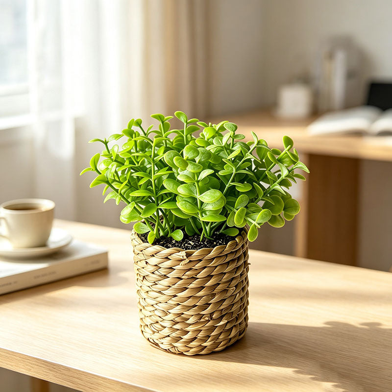 Realistic Artificial Plant Potted Filler, 6" Tall, Mixed Material, Perfect for Home, Office & Event Decor