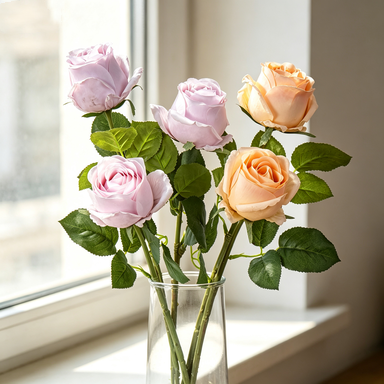 Artificial Rose Stem, Single Stem with One Bloom, 17" Tall, Realistic Look, Perfect for Weddings, Home Decor, and DIY Projects