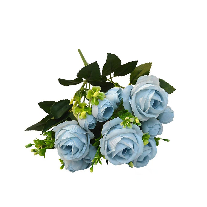 Sweetheart Rose Bush, 13" Tall, 7 Blooms, Artificial Silk Flowers for Weddings, Events, and Home Decor