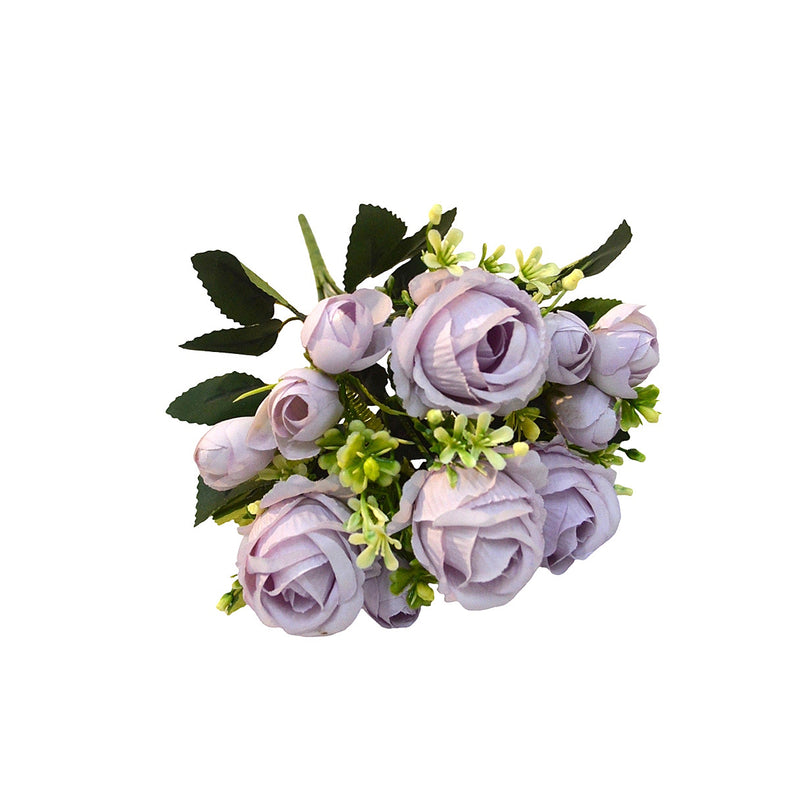 Sweetheart Rose Bush, 13" Tall, 7 Blooms, Artificial Silk Flowers for Weddings, Events, and Home Decor