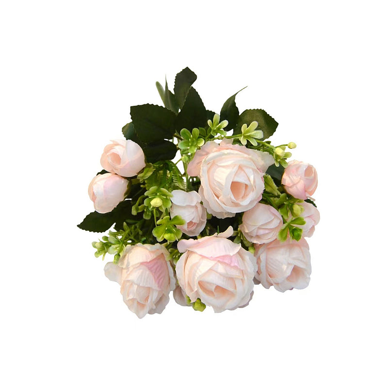 Sweetheart Rose Bush, 13" Tall, 7 Blooms, Artificial Silk Flowers for Weddings, Events, and Home Decor