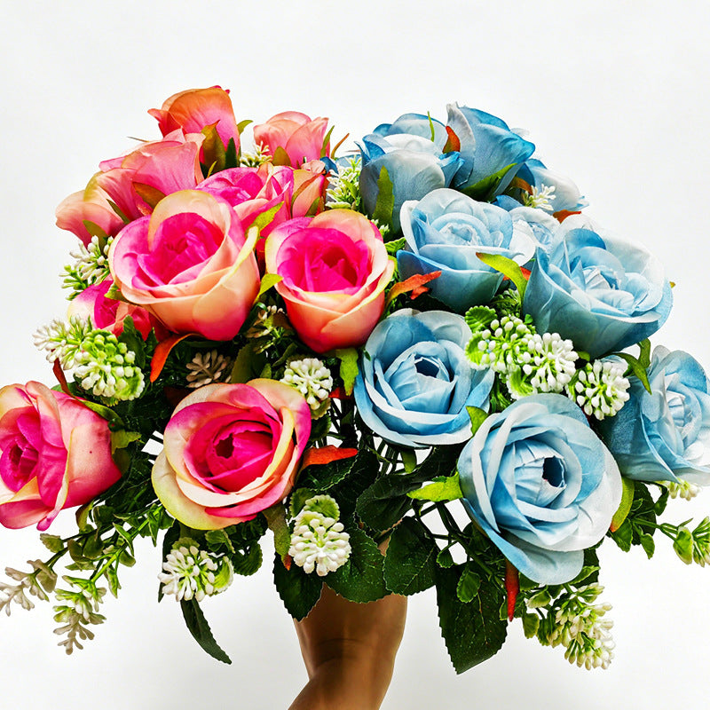Artificial Rose Bush, 13" Tall with 6 Blooms, Realistic Silk Roses for Home Decor, Wedding Centerpieces, Hotel Floral Arrangements