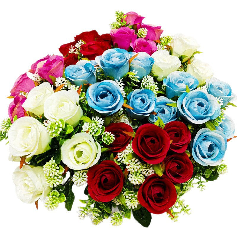 Artificial Rose Bush, 13" Tall with 6 Blooms, Realistic Silk Roses for Home Decor, Wedding Centerpieces, Hotel Floral Arrangements