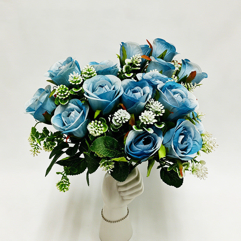 Artificial Rose Bush, 13" Tall with 6 Blooms, Realistic Silk Roses for Home Decor, Wedding Centerpieces, Hotel Floral Arrangements
