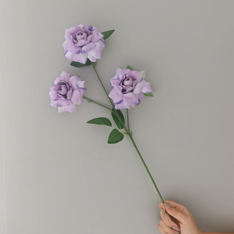3-Petal Silk Rose Bush, 24" Tall, Artificial Flowers for Weddings, Home Decor, and Events