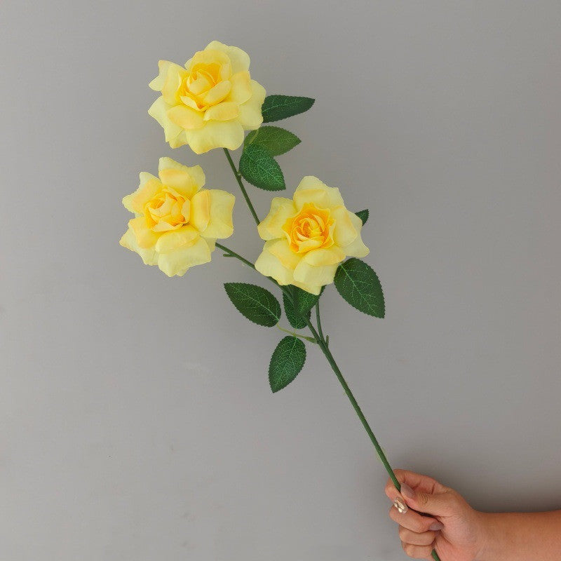 3-Petal Silk Rose Bush, 24" Tall, Artificial Flowers for Weddings, Home Decor, and Events