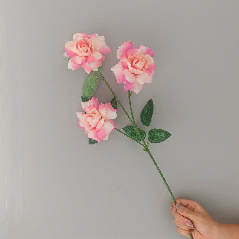 3-Petal Silk Rose Bush, 24" Tall, Artificial Flowers for Weddings, Home Decor, and Events