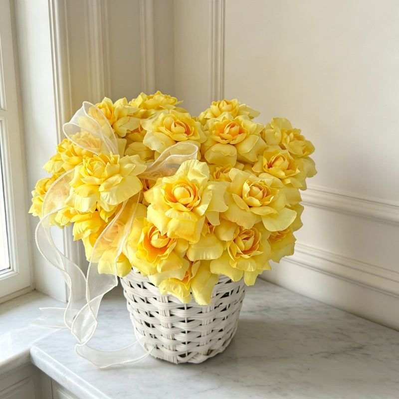 3-Petal Silk Rose Bush, 24" Tall, Artificial Flowers for Weddings, Home Decor, and Events