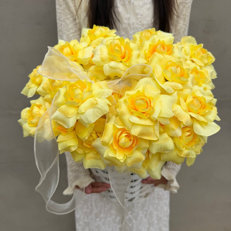 3-Petal Silk Rose Bush, 24" Tall, Artificial Flowers for Weddings, Home Decor, and Events