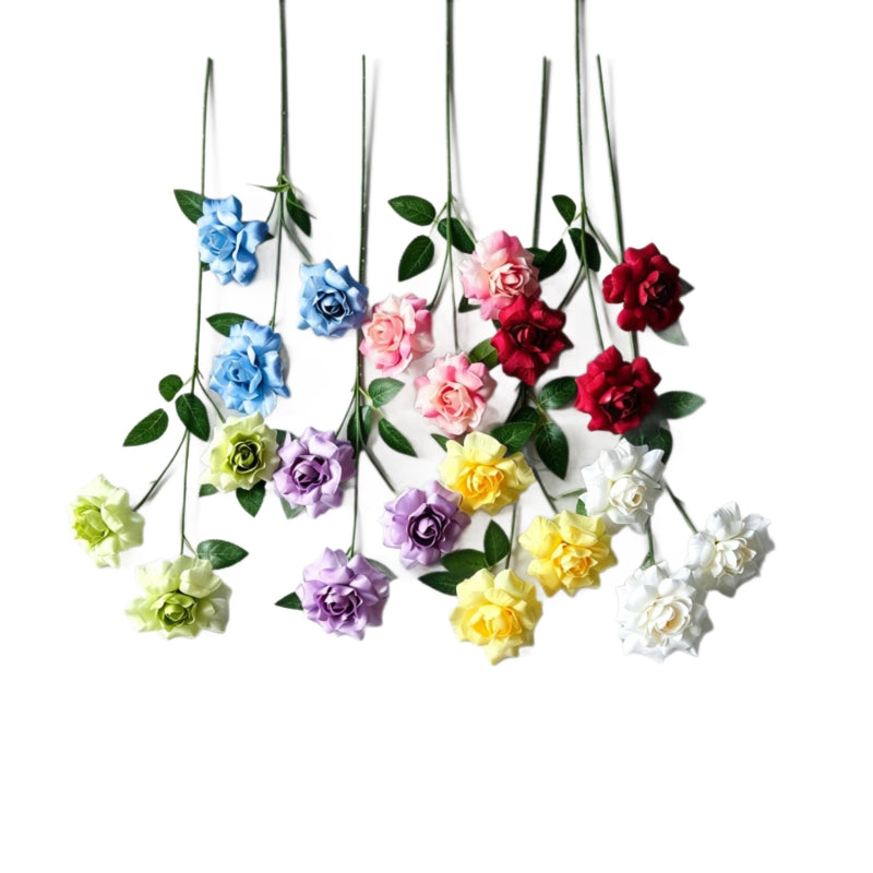 3-Petal Silk Rose Bush, 24" Tall, Artificial Flowers for Weddings, Home Decor, and Events