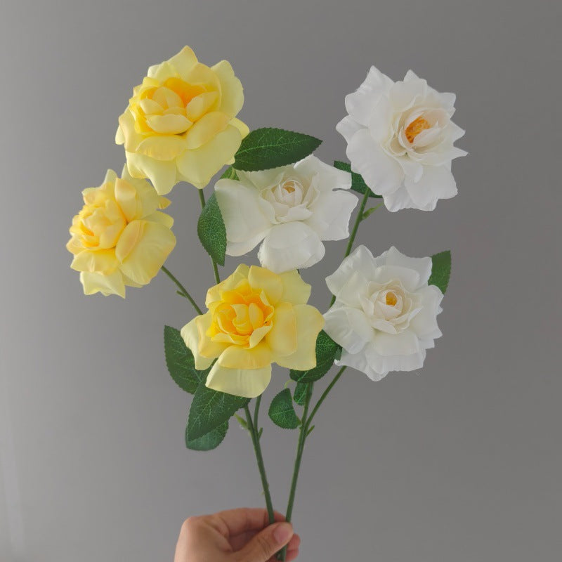 3-Petal Silk Rose Bush, 24" Tall, Artificial Flowers for Weddings, Home Decor, and Events