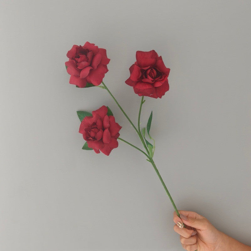 3-Petal Silk Rose Bush, 24" Tall, Artificial Flowers for Weddings, Home Decor, and Events