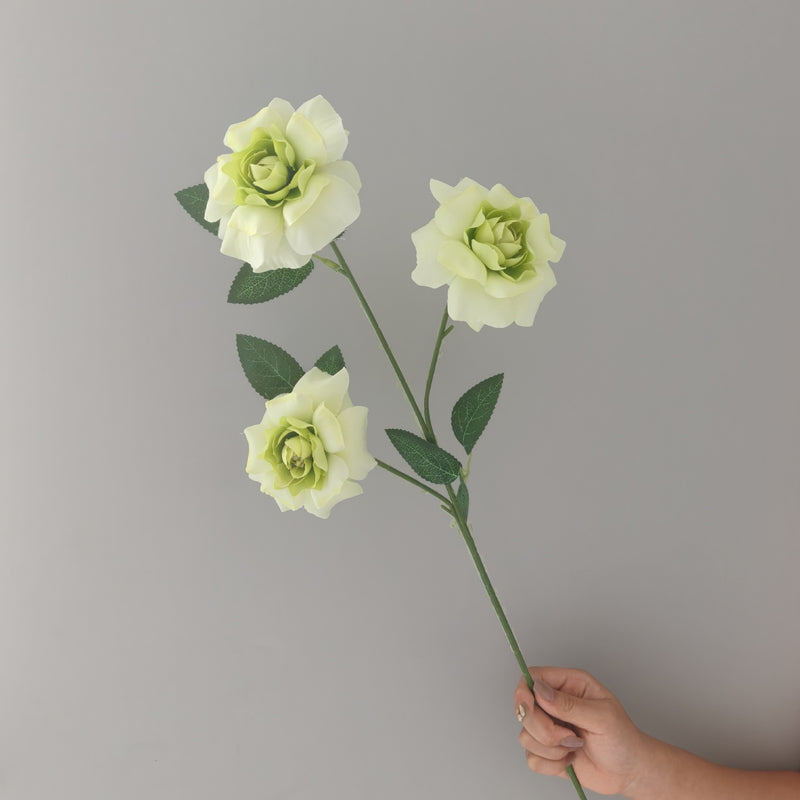 3-Petal Silk Rose Bush, 24" Tall, Artificial Flowers for Weddings, Home Decor, and Events