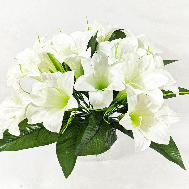 Artificial Lily Flower Bush, 32in Silk Lilies, 5 Blooms, Home Decor, Wedding Arrangements, Bulk Wholesale Options