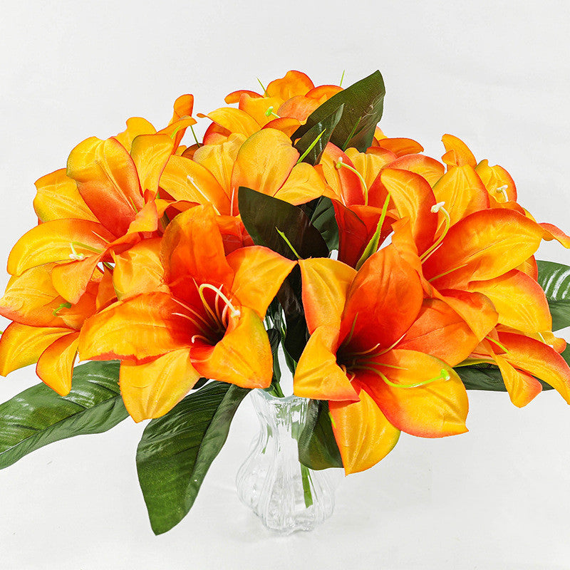 Artificial Lily Flower Bush, 32in Silk Lilies, 5 Blooms, Home Decor, Wedding Arrangements, Bulk Wholesale Options