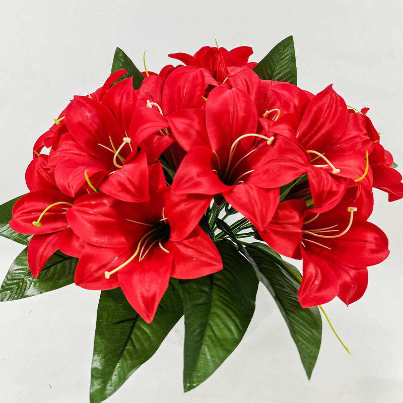 Artificial Lily Flower Bush, 32in Silk Lilies, 5 Blooms, Home Decor, Wedding Arrangements, Bulk Wholesale Options