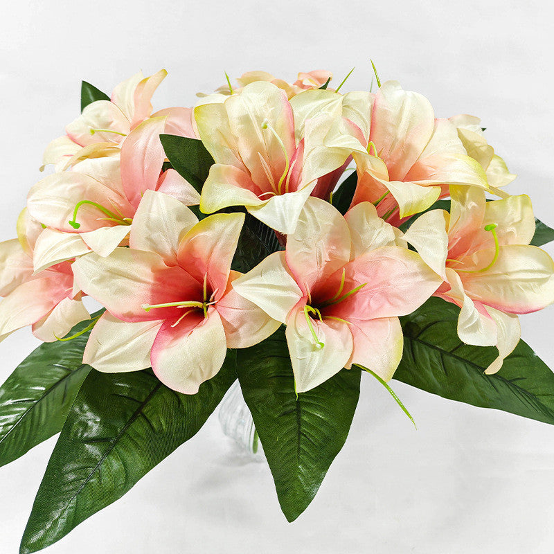 Artificial Lily Flower Bush, 32in Silk Lilies, 5 Blooms, Home Decor, Wedding Arrangements, Bulk Wholesale Options