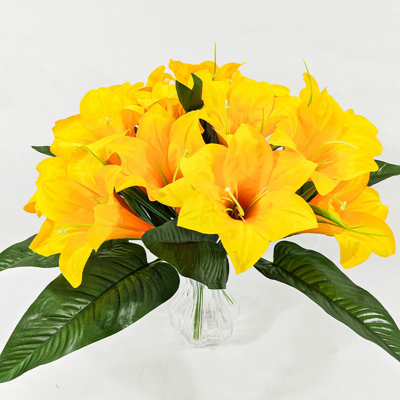 Artificial Lily Flower Bush, 32in Silk Lilies, 5 Blooms, Home Decor, Wedding Arrangements, Bulk Wholesale Options