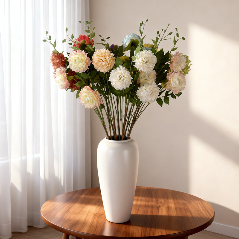 Moroccan Peony Artificial Flower Bush, 3 Blooms, 31" Tall, Silk Material, for Home Decor, Weddings, Events