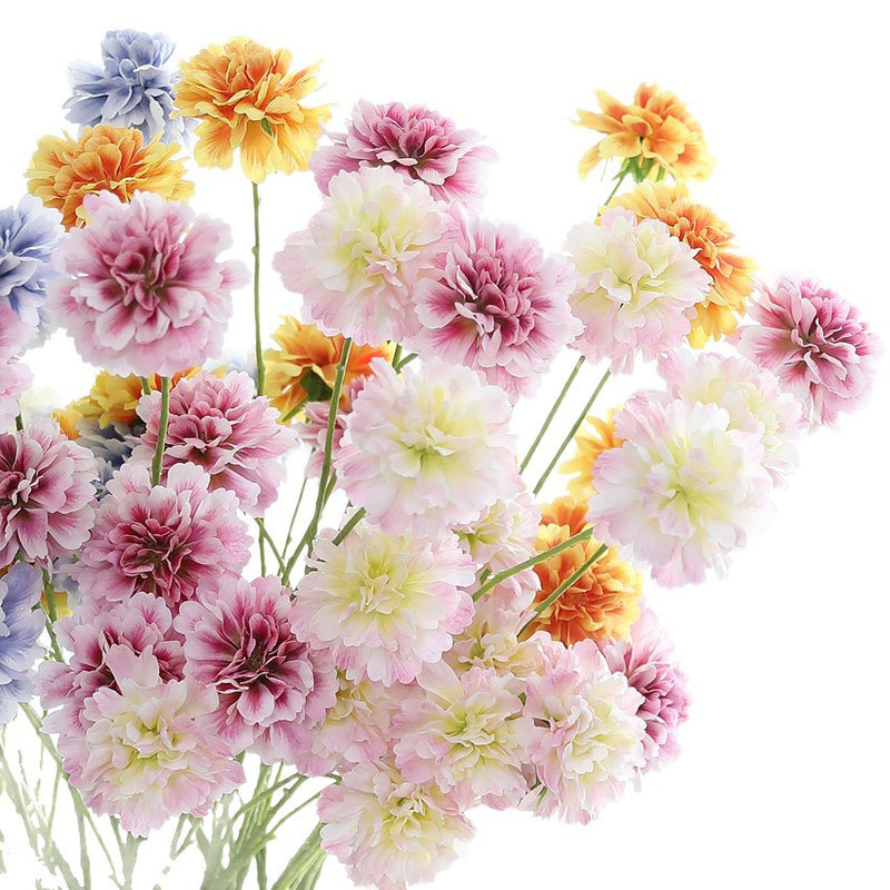 Artificial Scabiosa Silk Flowers, 3-Bloom Bush, 31" Tall, Wedding & Home Decor, Bulk & Single Purchase Options