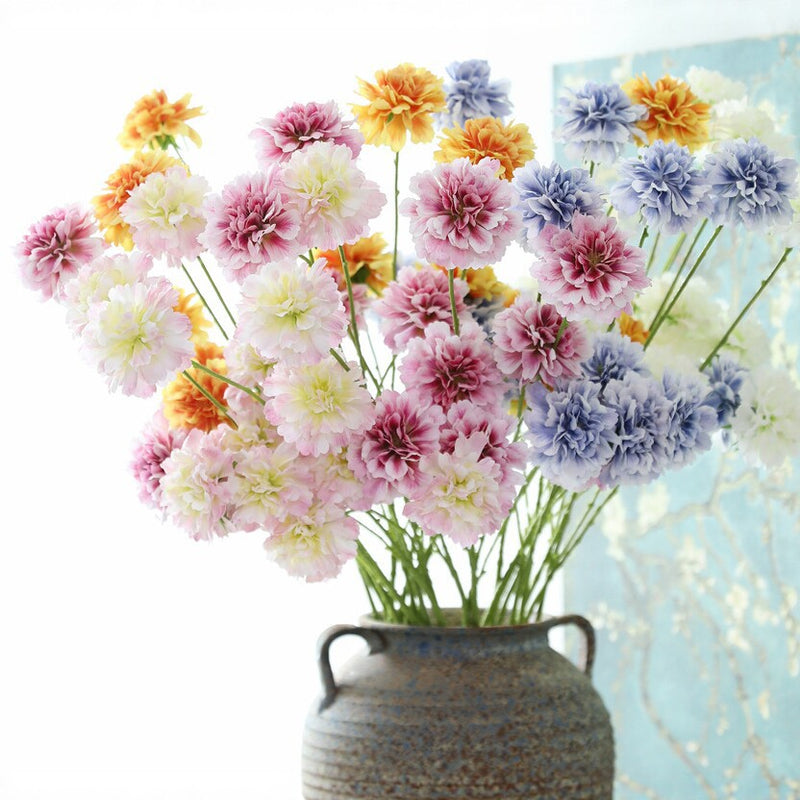 Artificial Scabiosa Silk Flowers, 3-Bloom Bush, 31" Tall, Wedding & Home Decor, Bulk & Single Purchase Options