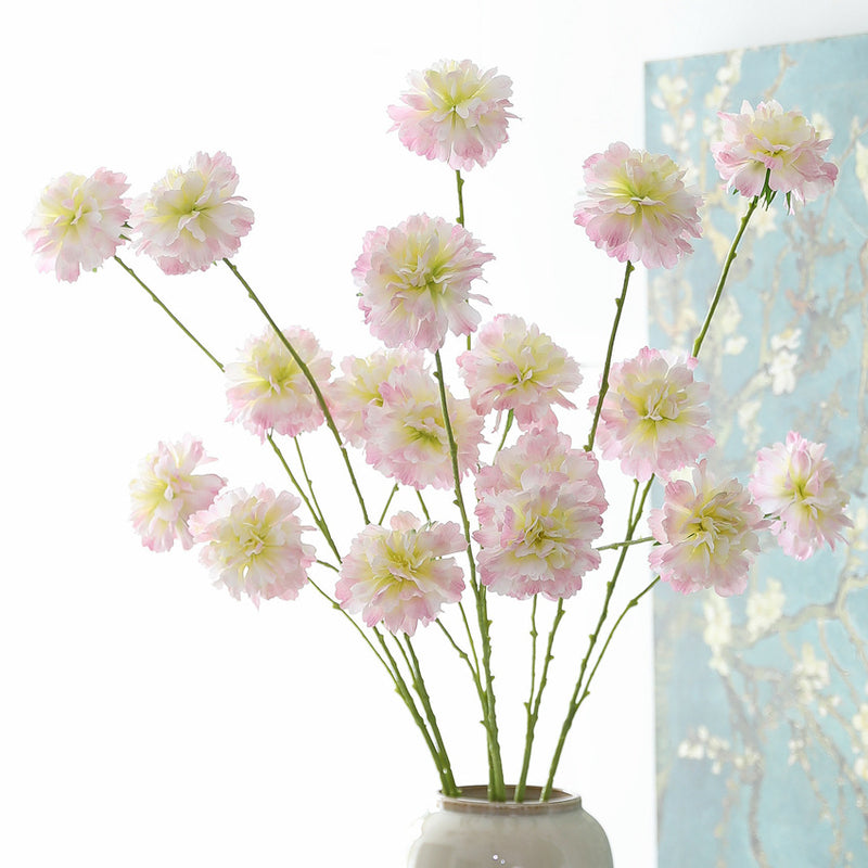 Artificial Scabiosa Silk Flowers, 3-Bloom Bush, 31" Tall, Wedding & Home Decor, Bulk & Single Purchase Options