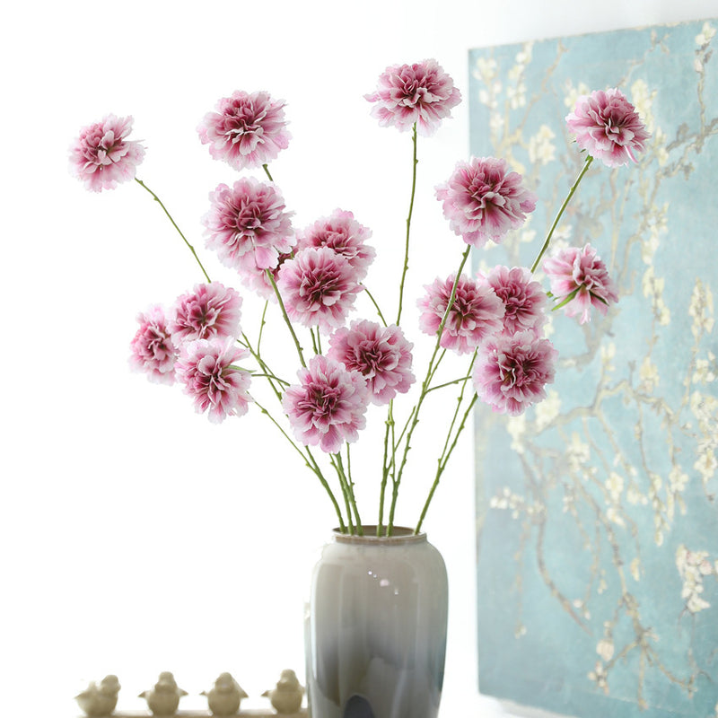 Artificial Scabiosa Silk Flowers, 3-Bloom Bush, 31" Tall, Wedding & Home Decor, Bulk & Single Purchase Options