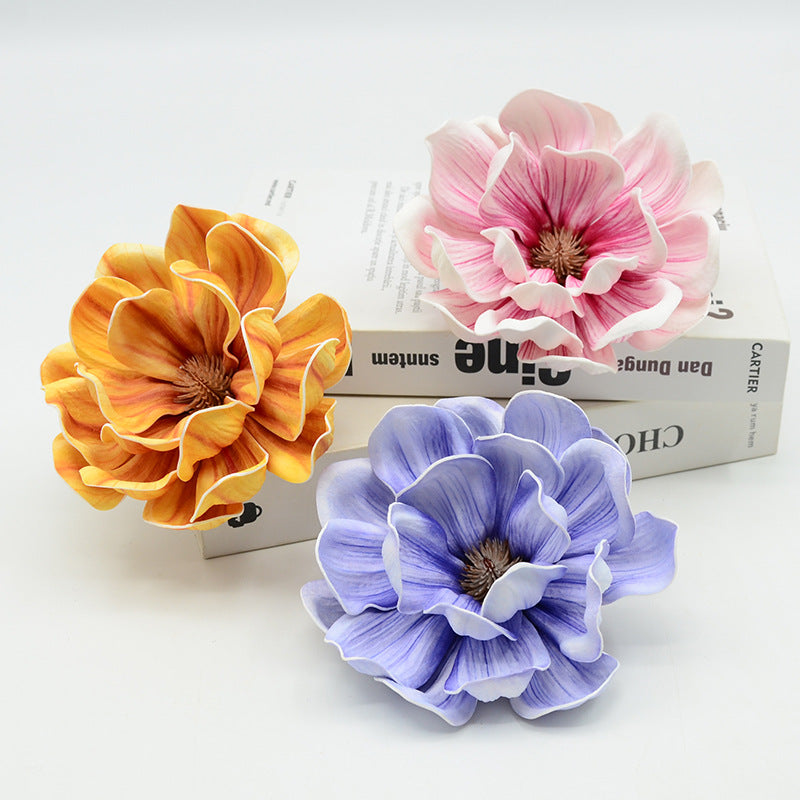 Artificial Magnolia Flower Heads, 5" Diameter, Bulk Pack for Weddings, Events, DIY Decor, Gift Packaging