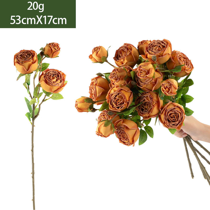 Artificial Empress Rose Bush, 21" Silk Flower Bouquet for Home Decor, Weddings & Events