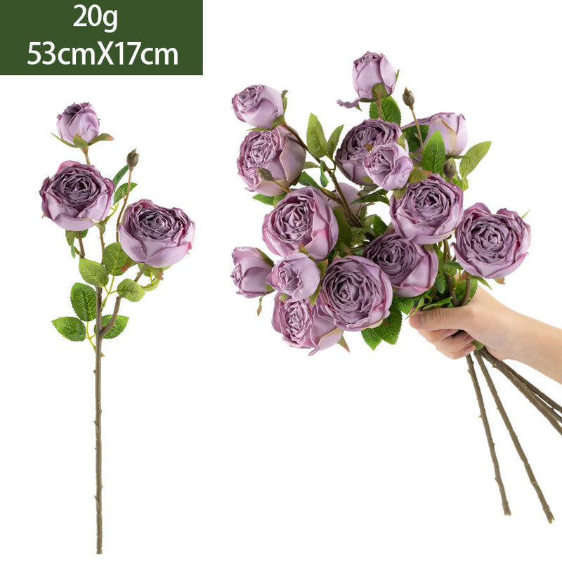 Artificial Empress Rose Bush, 21" Silk Flower Bouquet for Home Decor, Weddings & Events