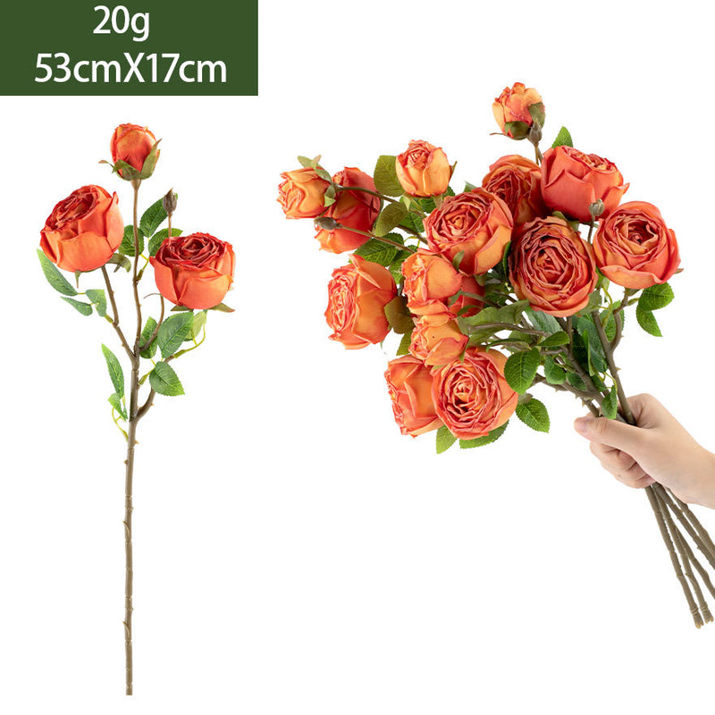 Artificial Empress Rose Bush, 21" Silk Flower Bouquet for Home Decor, Weddings & Events