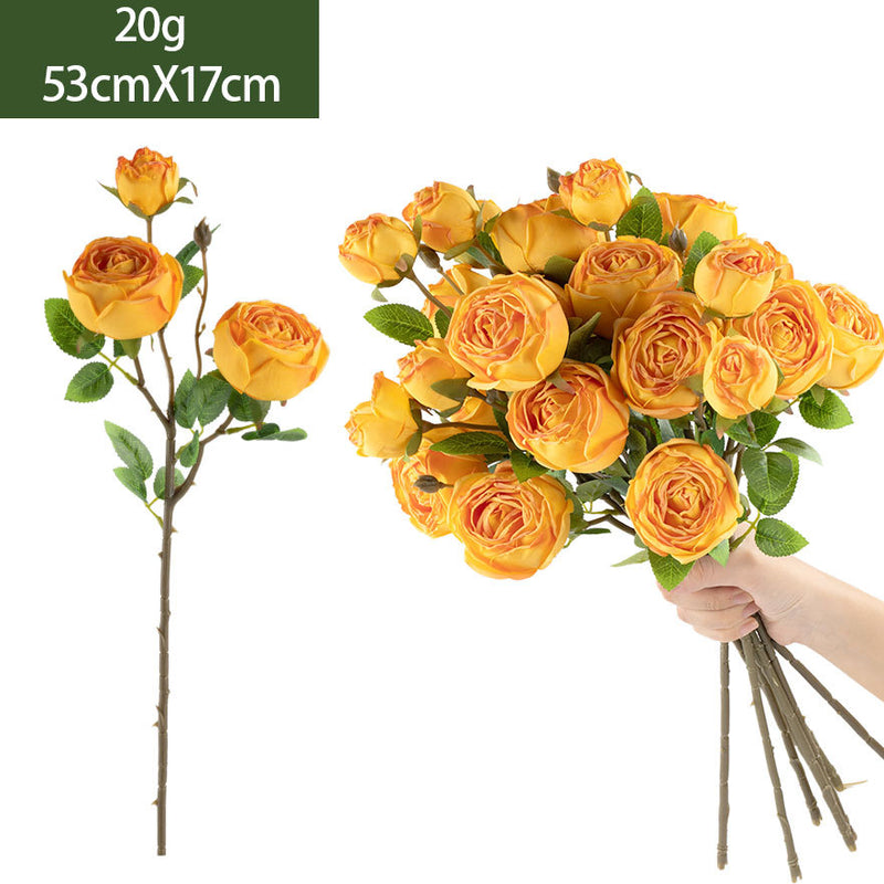 Artificial Empress Rose Bush, 21" Silk Flower Bouquet for Home Decor, Weddings & Events