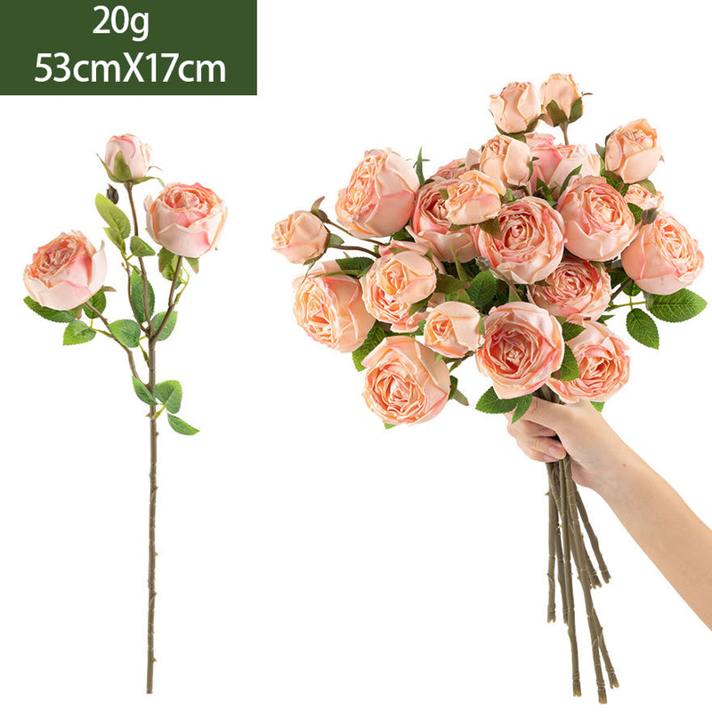 Artificial Empress Rose Bush, 21" Silk Flower Bouquet for Home Decor, Weddings & Events