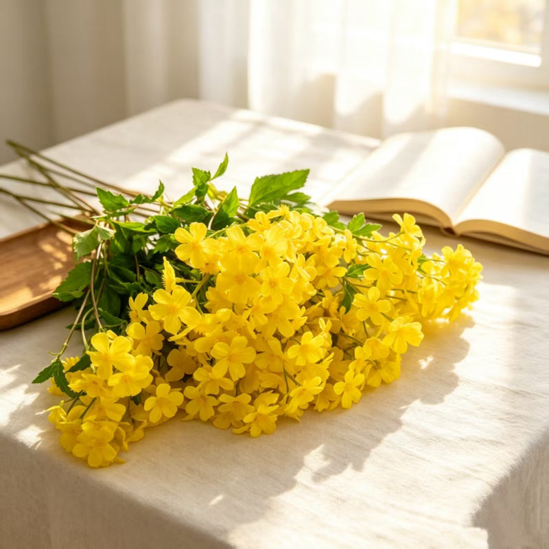 Artificial Chamomile Bush, 30 Blooms, 27" Tall Silk Flowers for Wedding Decor, Home Styling, and Events