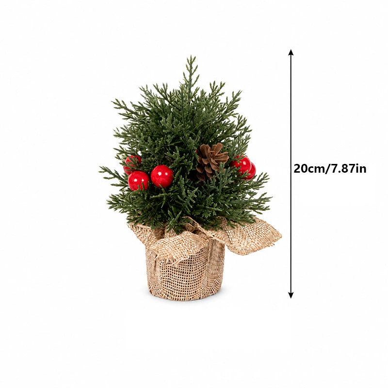 Mini Christmas Tree Decor, Set of 3 Sizes, Burlap Base with Pinecones, Holiday Tabletop Decor for Home, Office, and Events