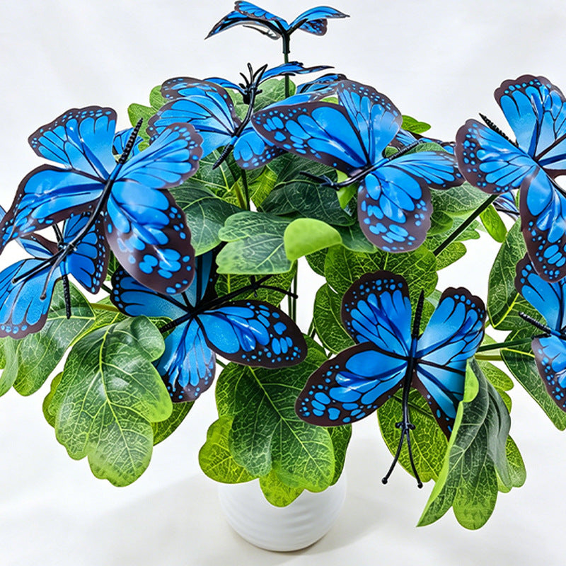 Artificial Butterfly Flower Bush, 5 Blooms per Stem, 11" Tall, Light Luxury Style, Perfect for Weddings, Events, Home Decor, Pack of 5
