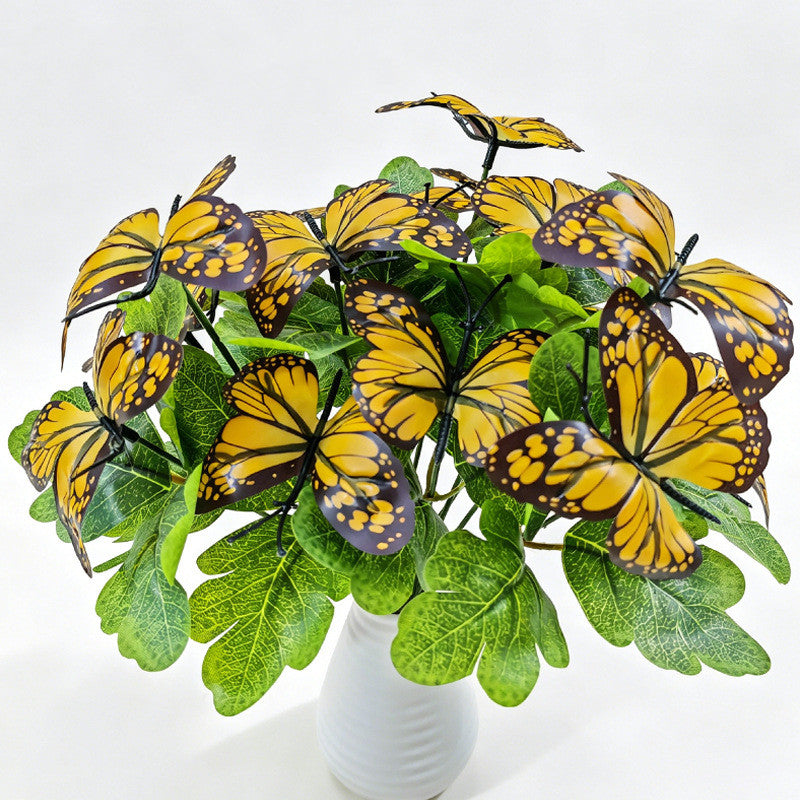 Artificial Butterfly Flower Bush, 5 Blooms per Stem, 11" Tall, Light Luxury Style, Perfect for Weddings, Events, Home Decor, Pack of 5
