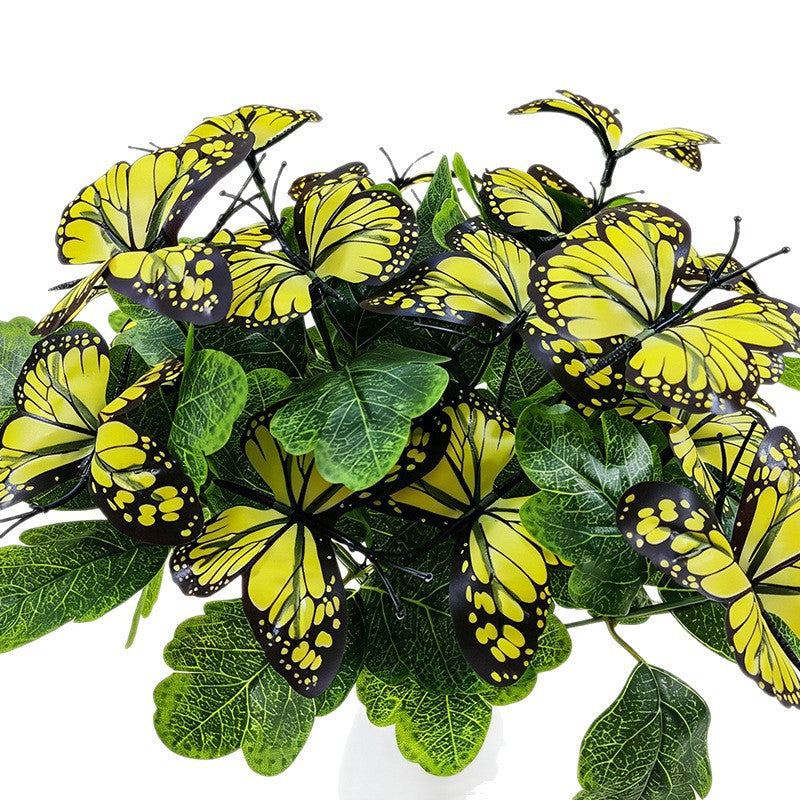 Artificial Butterfly Flower Bush, 5 Blooms per Stem, 11" Tall, Light Luxury Style, Perfect for Weddings, Events, Home Decor, Pack of 5