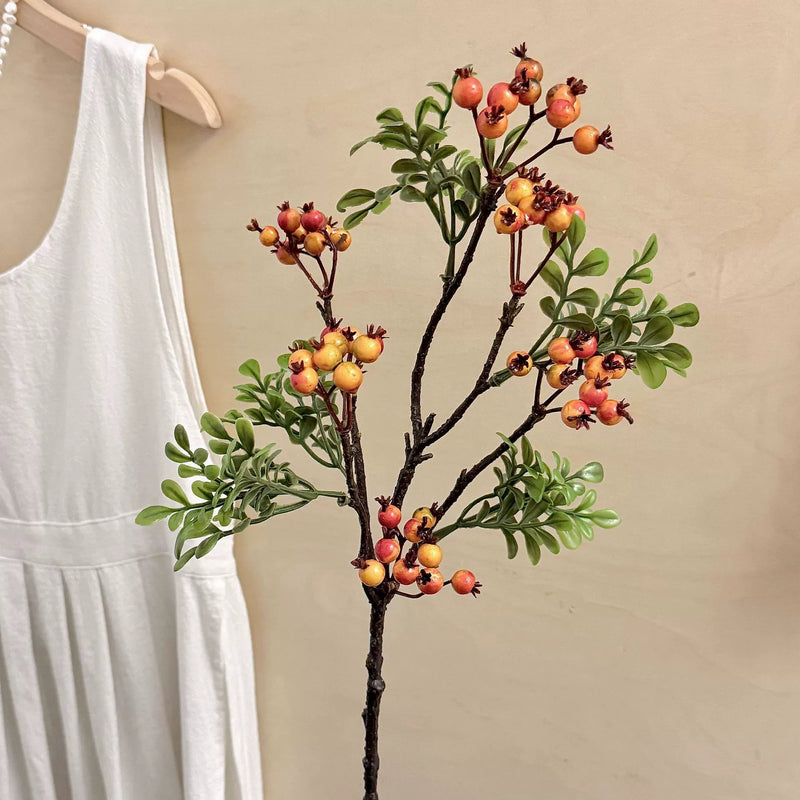 Artificial Blueberry Stem, 24" Long, Foam Material, Bendable for Home Décor, Window Displays, Commercial Spaces