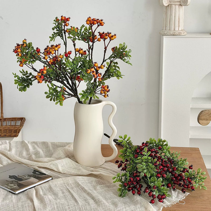 Artificial Blueberry Stem, 24" Long, Foam Material, Bendable for Home Décor, Window Displays, Commercial Spaces